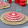 Set de 3 assiettes Tafoukt Rouge rayé