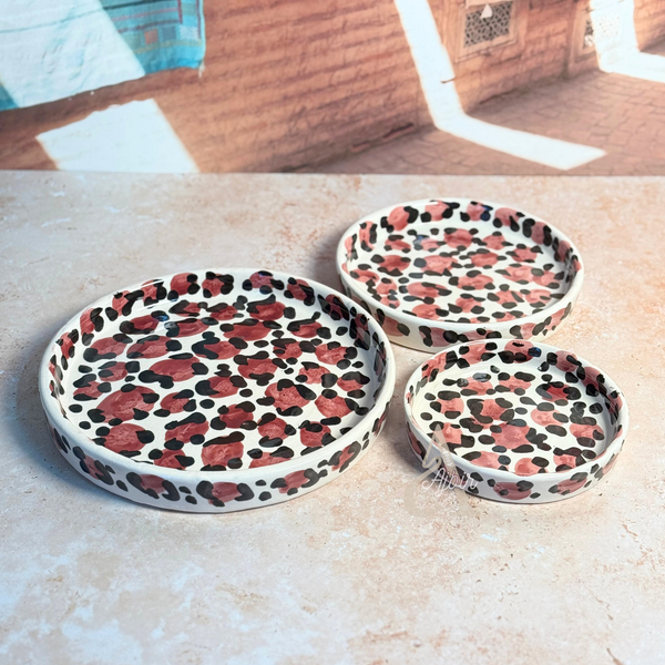 Set de 3 Assiettes Aslas à motifs leopard Bordeaux