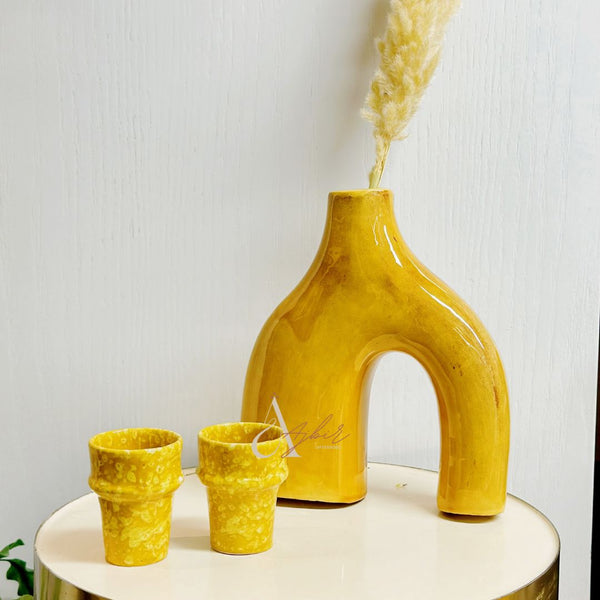 Tasse à café beldi jaune moucheté - Ajbir