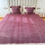 Plaid artisanal uni à pompon aubergine 2,80m x 2,00m