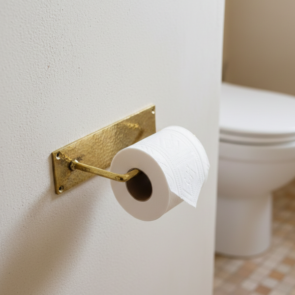 Porte papier toilette en laiton doré