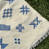 Tapis berbère Hanbal bleu amazigh 100% coton - 150cm/100cm