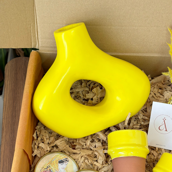Coffret cadeau artisanal Medina jaune poussin