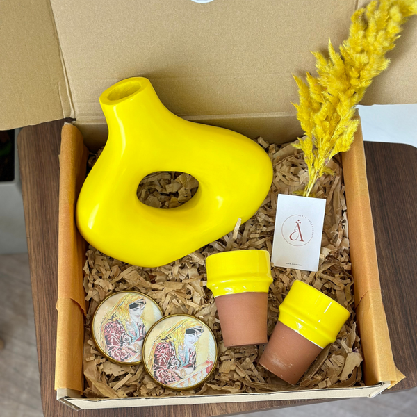 Coffret cadeau artisanal Medina jaune poussin