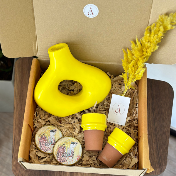 Coffret cadeau artisanal Medina jaune poussin