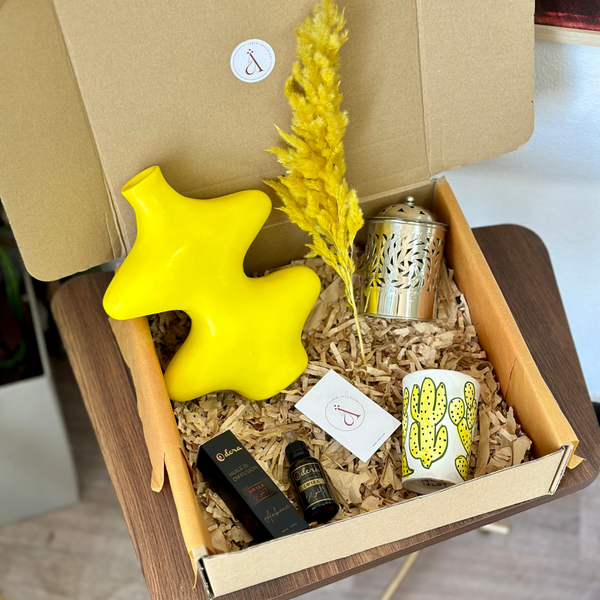 Coffret cadeau artisanal Tayyugt jaune poussin