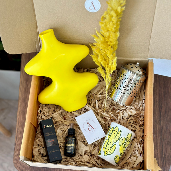 Coffret cadeau artisanal Tayyugt jaune poussin