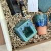 Coffret cadeau artisanal bleu pétrole