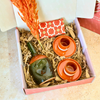 Coffret cadeau artisanal kaki et terracota