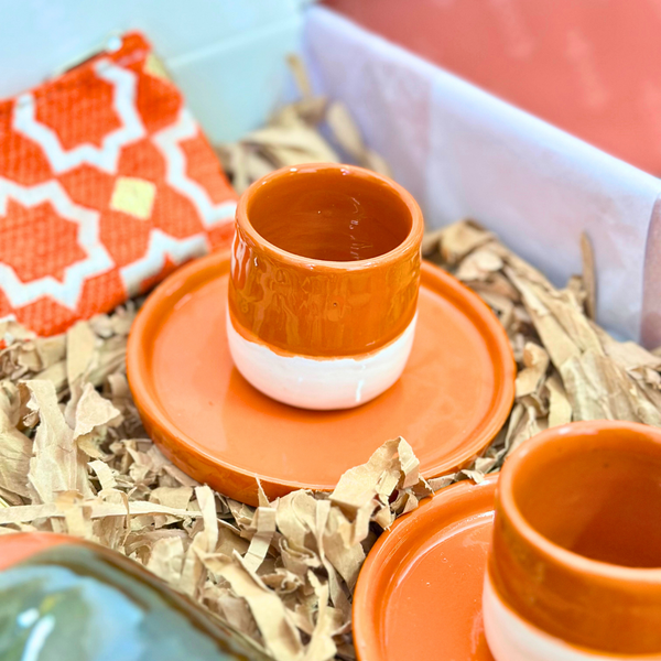 Coffret cadeau artisanal kaki et terracota