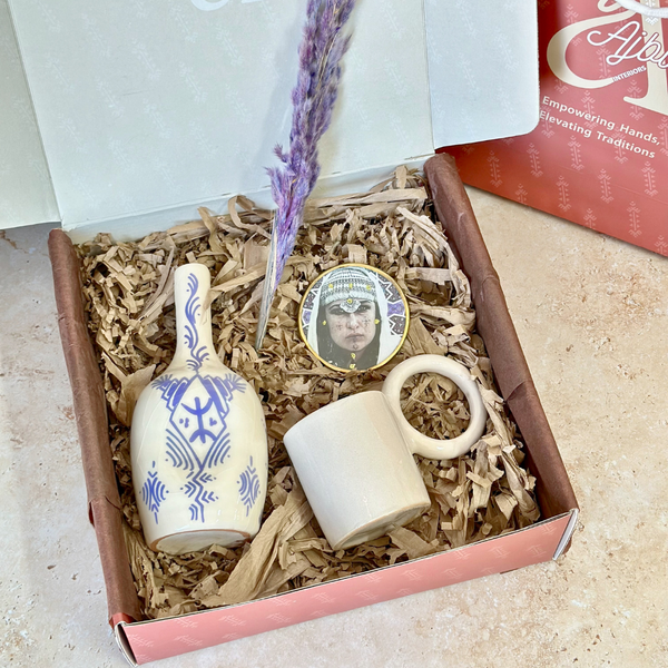 Coffret cadeau artisanal amazigh mauve