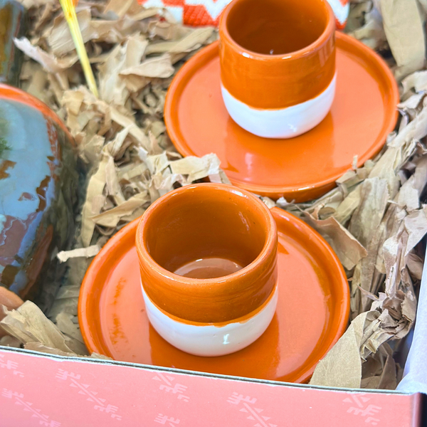 Coffret cadeau artisanal kaki et terracota