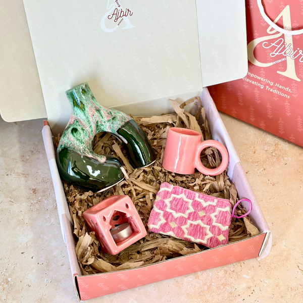 Coffret cadeau artisanal Adal rose vert