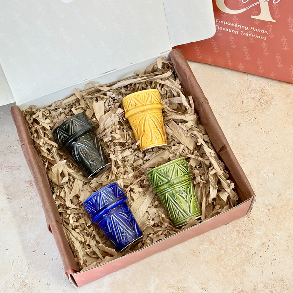 Coffret cadeau artisanal Tizwelt 4 verres