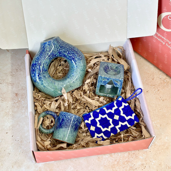 Coffret cadeau artisanal Tafoukt bleu jean