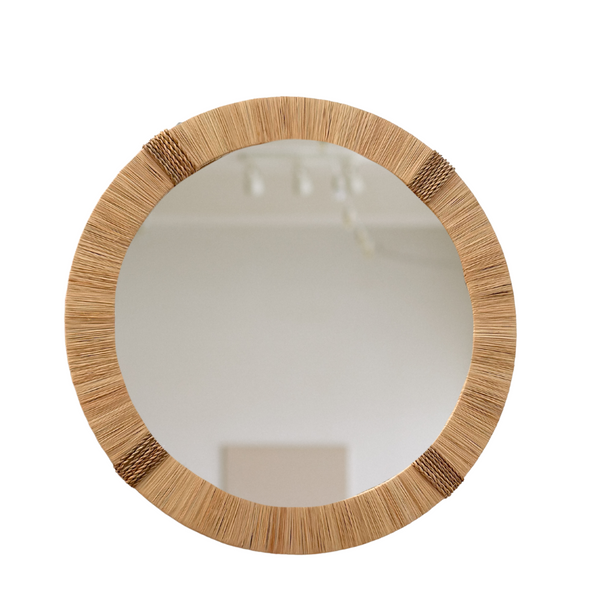 Miroir Bohème en raphia 50cm - Ajbir