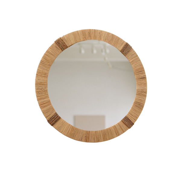 Miroir Bohème en raphia 40cm - Ajbir