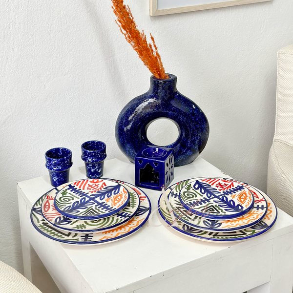 Set assiettes Amazigh bleu - Ajbir