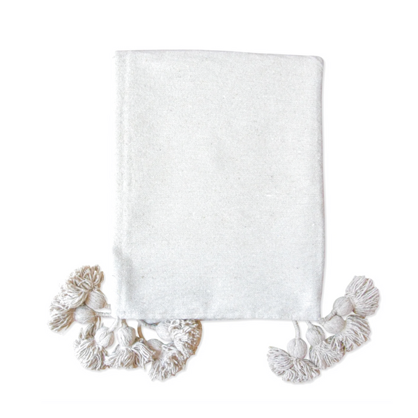 Plaid unipompon blanc - Ajbir