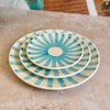Set de 3 assiettes Tafoukt bleu ciel rayé