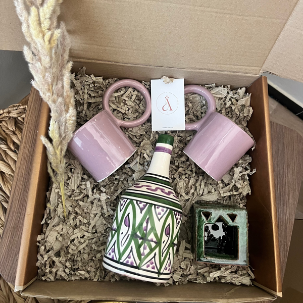 Coffret cadeau artisanal vert et violet