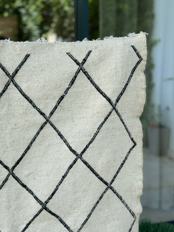 Tapis Hanbal noir losange 133cm/103cm - Ajbir