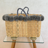 Panier en paille hsira à pompon bleu - Ajbir