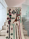 Tapis Berbère Runner Azilal 100% Multicolore en Laine De Mouton3,07m/71cm