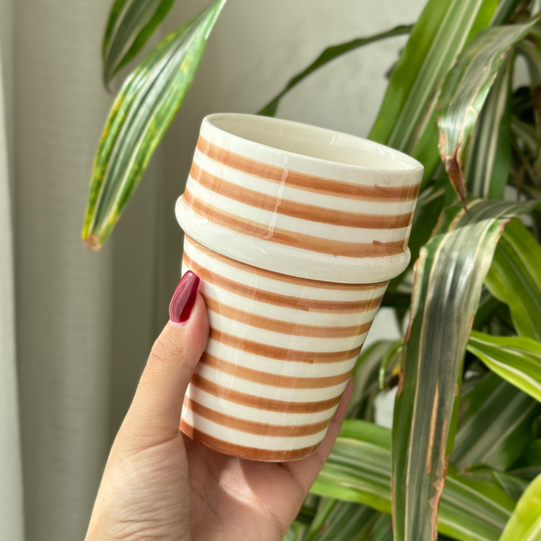 Grand verre beldi rayé noir - Ajbir