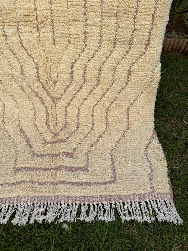 Tapis Berbère Azilal 100% Crème en Laine De Mouton 2,30m /1,53m