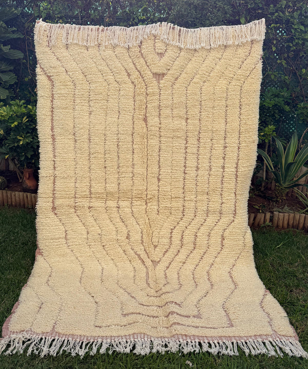 Tapis Berbère Azilal 100% Crème en Laine De Mouton 2,30m /1,53m