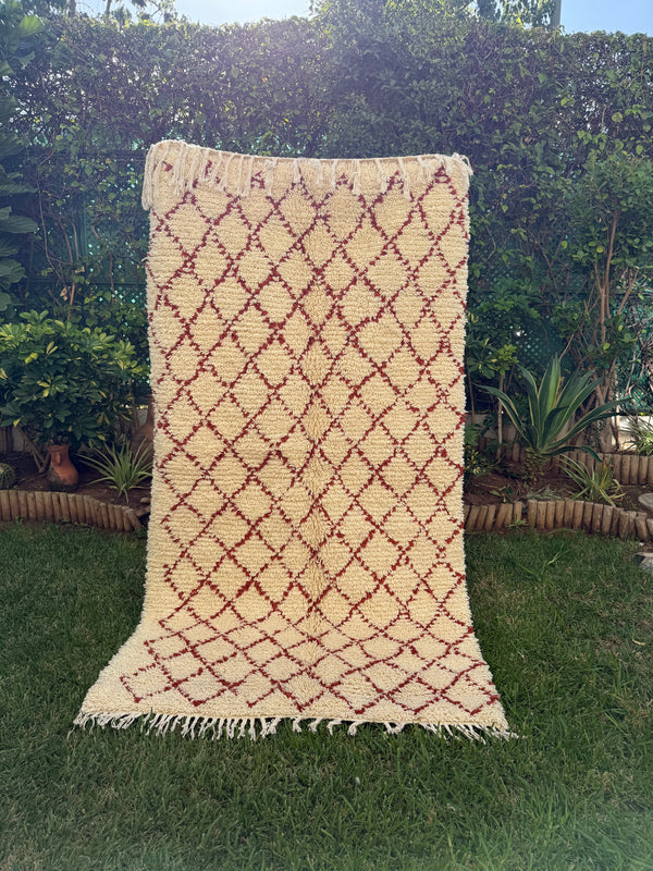 Tapis Berbère Azilal 100% Terracota en Laine De Mouton 2,16m /1,16m