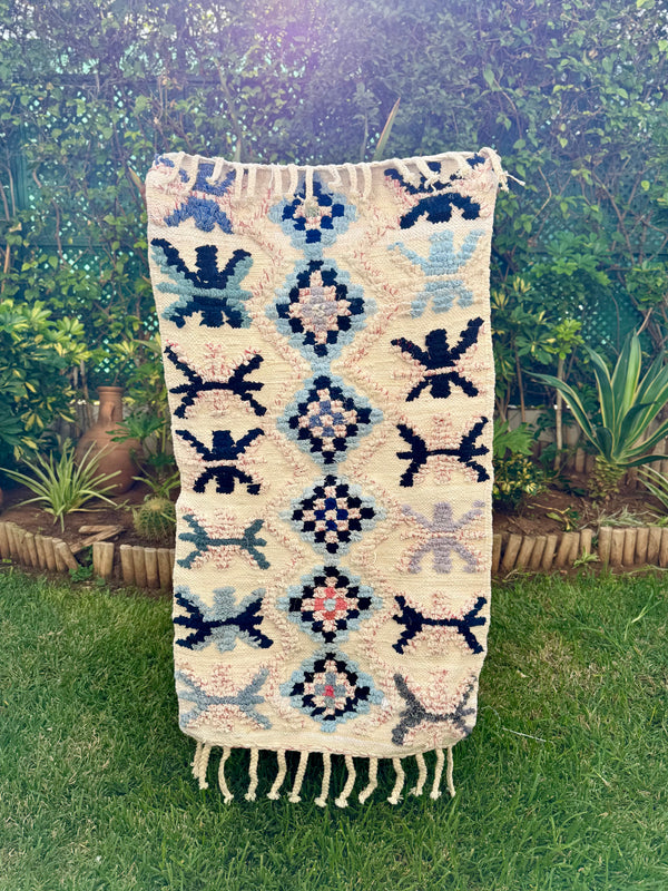 Tapis Berbère Azilal 100% Multicolore en Laine De Mouton 1,17m /66cm