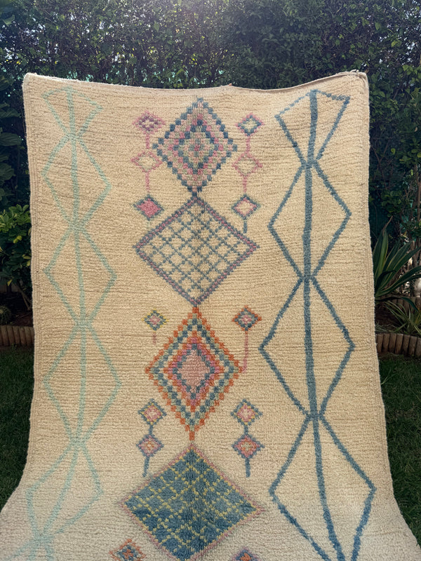 Tapis Berbère Azilal 100% Multicolore en Laine De Mouton 2,47m /1,54m