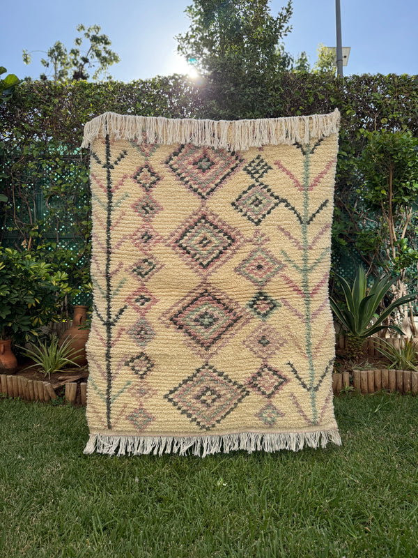 Tapis Berbère Azilal 100% Violet en Laine De Mouton 1,39m/1,12m