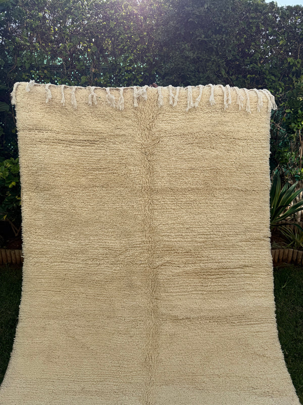 Tapis Berbère Azilal 100% Crème en Laine De Mouton 2,30m /1,49m