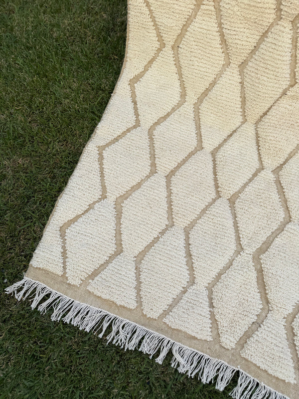 Tapis Berbère Azilal 100% Crème en Laine De Mouton 2,65m /1,51m