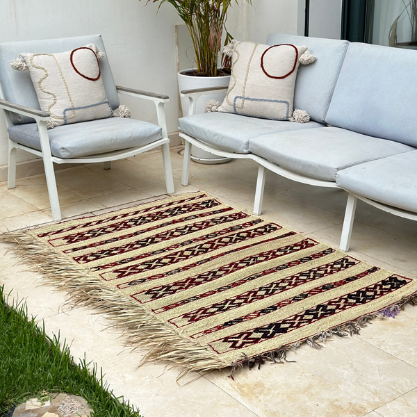 Tapis Extérieur en osier et laine 1m70/1m20 - Ajbir