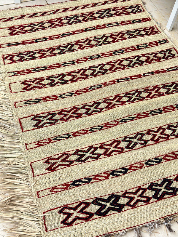 Tapis Extérieur en osier et laine 1m70/1m20 - Ajbir