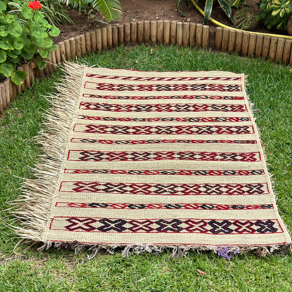 Tapis Extérieur en osier et laine 1m70/1m20 - Ajbir