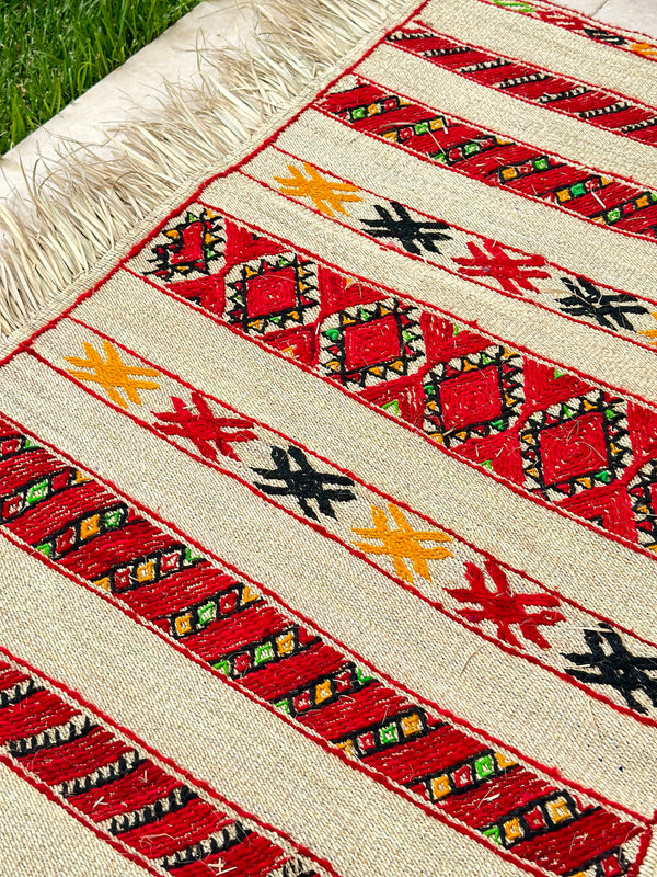 Tapis Extérieur en osier et laine 1m80/1m30 - Ajbir