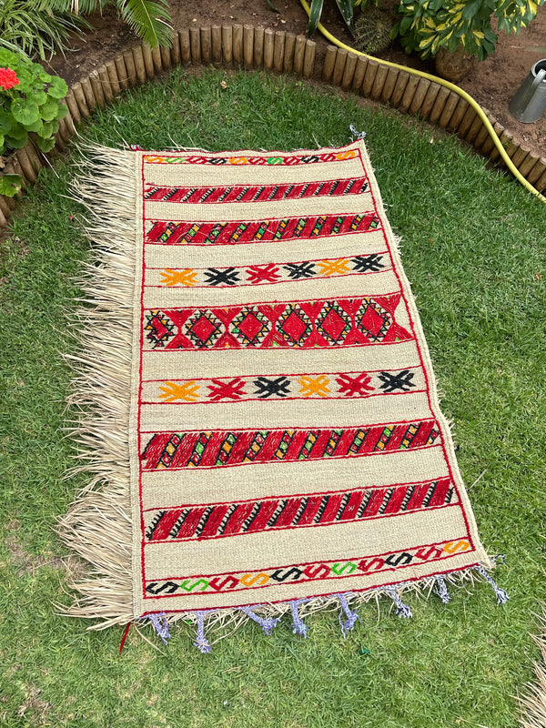 Tapis Extérieur en osier et laine 1m80/1m30 - Ajbir