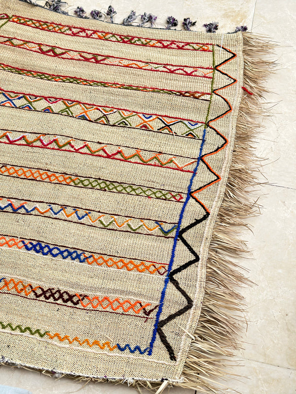 Tapis Extérieur en osier et laine 1m50/1m30 - Ajbir