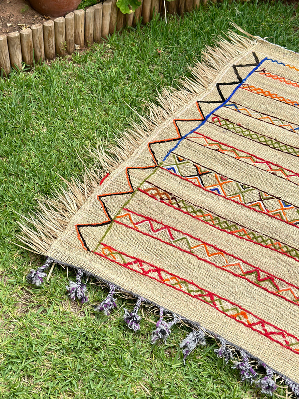 Tapis Extérieur en osier et laine 1m50/1m30 - Ajbir