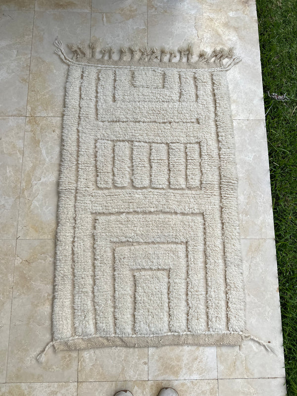 Tapis Beni Ouarain crème - 140cm / 86cm - Ajbir