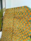 Tapis Beni Ouarain damier orange et vert 2,54m/1,54m - Ajbir
