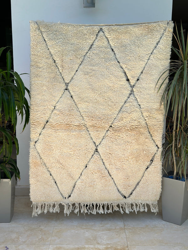 Tapis Mrirt crème à losanges- 150cm / 110cm - Ajbir