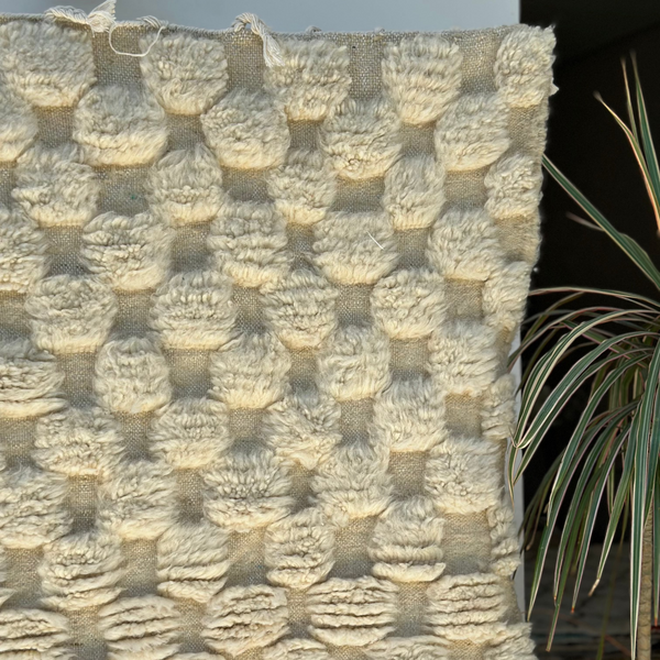 Tapis Beni Ouarain damier crème - 148cm / 98cm - Ajbir