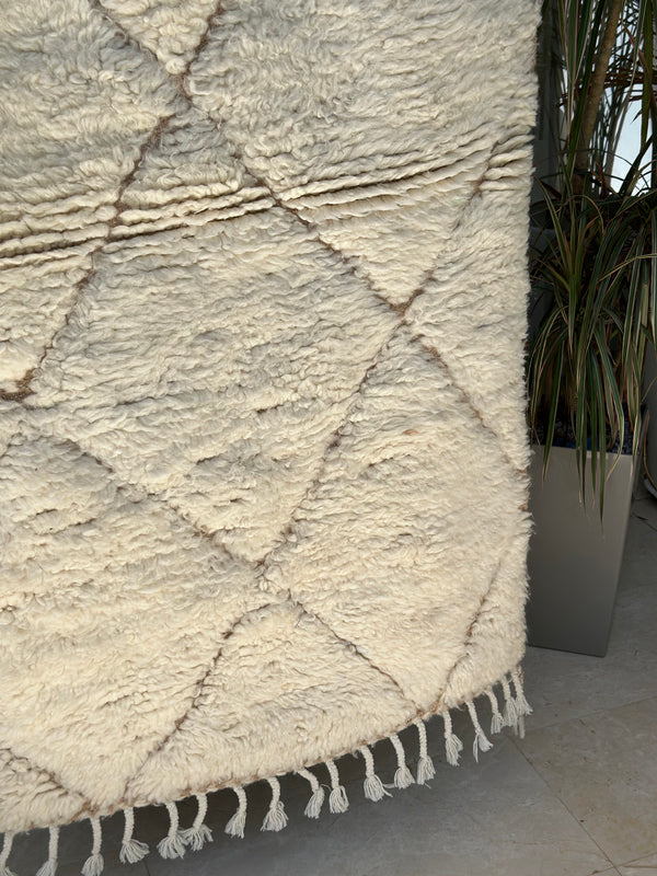 Tapis Beni Ouarain crème à losanges- 152cm / 93cm - Ajbir
