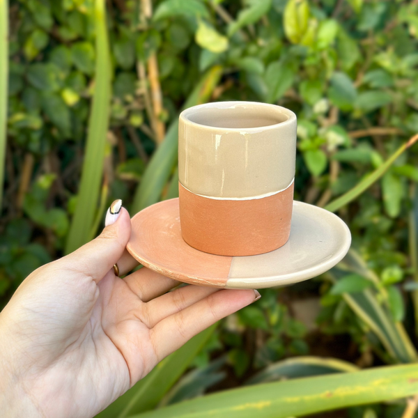 Tasse à café avec sous tasse bicolore - Ajbir